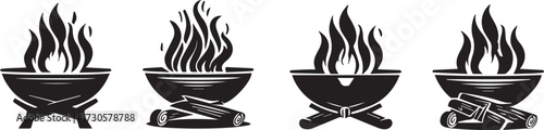 Vector art of collection of bonfire icons, vector illustration