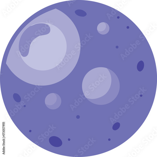 Cartoon Purple Planet with Craters and Spots in Space Illustration