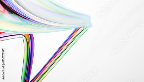 Abstract image featuring colorful, flowing lines and shapes white background, creating dynamic and modern visual effect. vibrant colors include shades of green, blue, red, and purple
