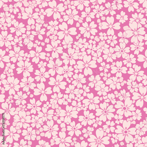 A delicate pink floral pattern featuring numerous small blossoms covering the entire frame.