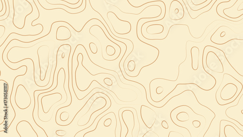 Beige and brown abstract liquid wavy line background with for topography. Features retro psychedelic swirls. and distorted wave patterns. Perfect for trendy backdrops, posters, and modern design.
