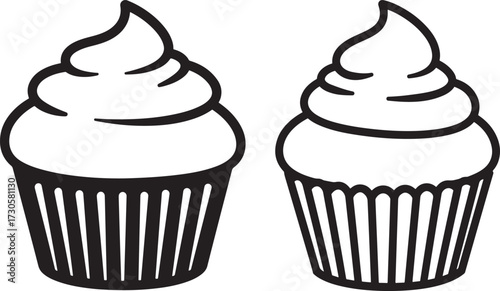 Two delicious cupcake silhouettes silhouette