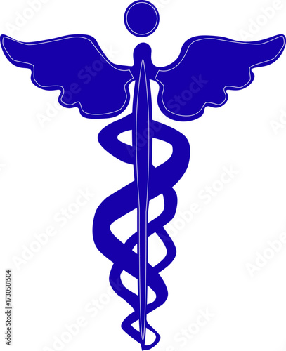 Medical symbol blue isolated. Сaduceus