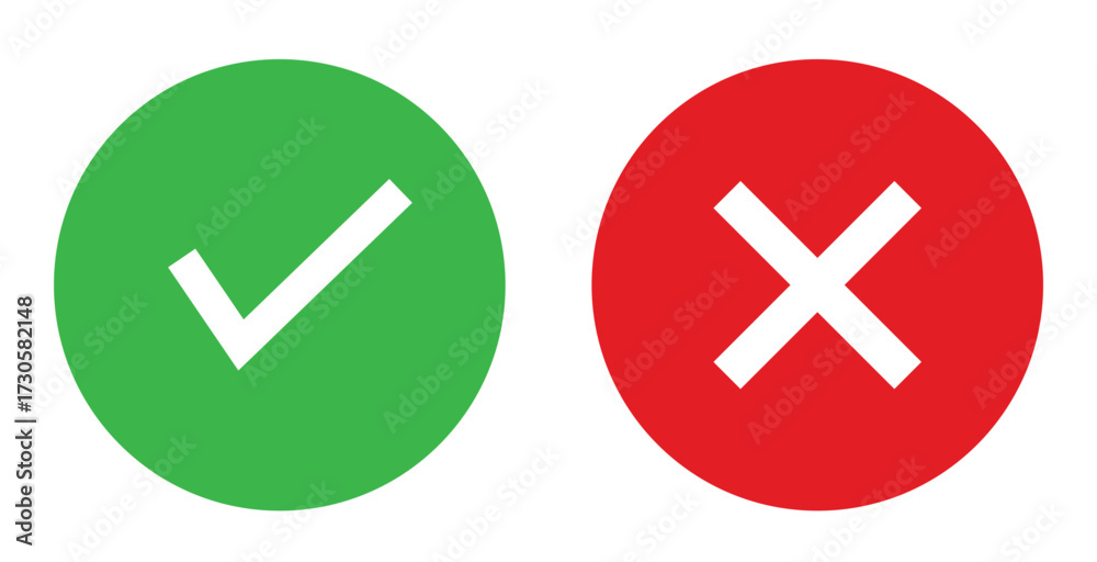 Fototapeta premium Check mark and cross mark. Yes and no icon. Vector illustration