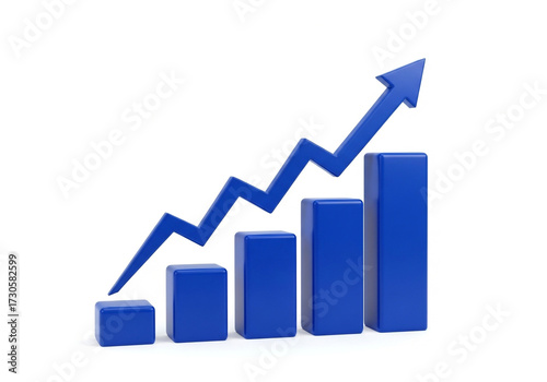 Blue bar graph with upward trending arrow isolated on white background Free Download Blue bar graph with upward trending arrow isolated on white background - GFXLoad