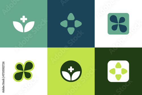 Sustainable Healthcare Logo Bundle - Eco Medical Brand Identity Vector Set