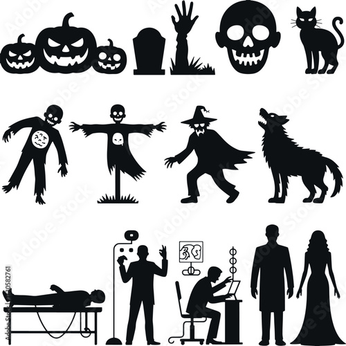 Halloween icons set collection