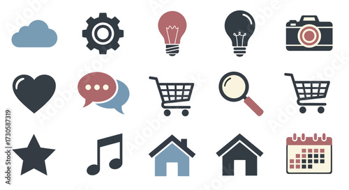 Collection of diverse flat design icons representing common concepts and objects.