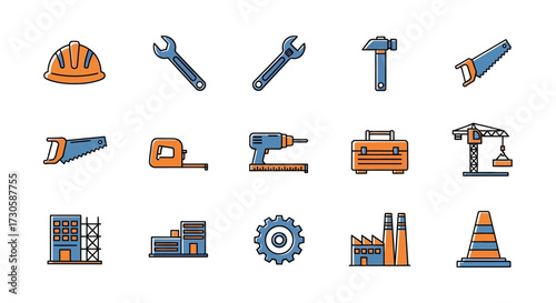 Construction tools and equipment for building and industry.
