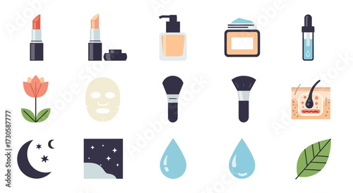 Cosmetic Products and Beauty Elements Collection.