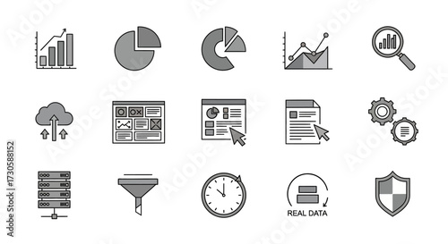 Data Analysis Visualization Icons Set.