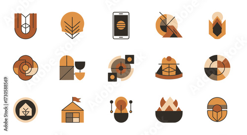 Modern Icon Set for Agriculture Food and Community Concepts.