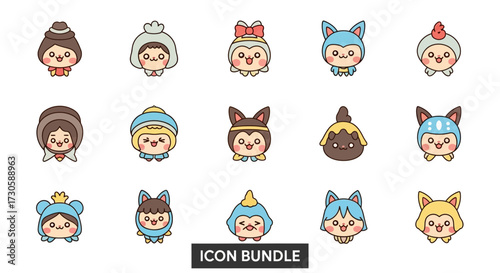 cute cartoon animal characters in various costumes.
