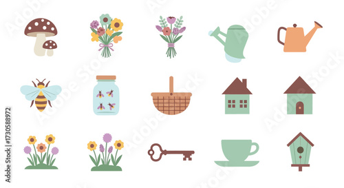 springtime garden elements.