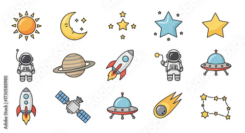 space exploration and astronomy illustrations.