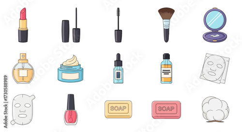 various beauty products and cosmetics.