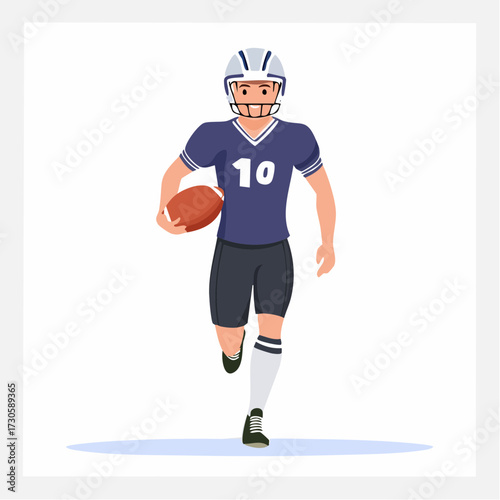 Joueur de football Américain en train de courir, isolé sur fond blanc 