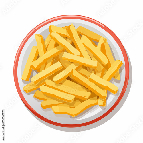 Assiette de frites, vue du dessus, appétissant, isolé