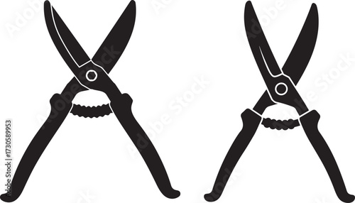 Two garden shears crossed silhouette