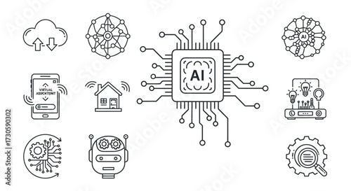 AI Microchip - Central Processing Unit with Integrated Circuitry and Connections.