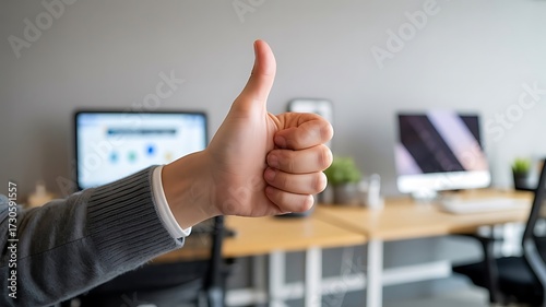 Hand thumbs up gesture approval agreement