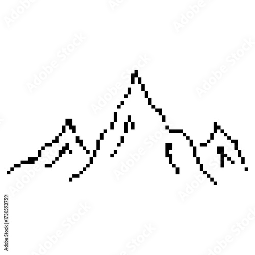 mountain pixel icon, 8-bit. Isolated vector illustration.