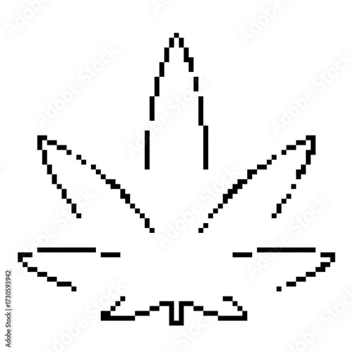 marijuana pixel icon, 8-bit. Isolated vector illustration.