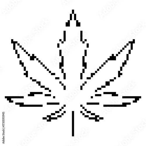 marijuana pixel icon, 8-bit. Isolated vector illustration.