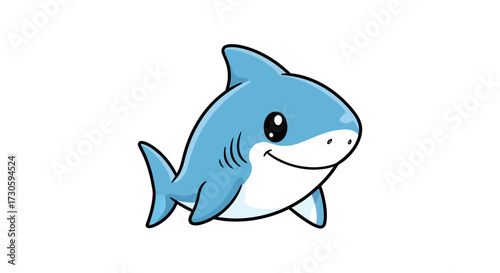 Cartoon shark image showing a cheerful character with blue color perfect for kid's design