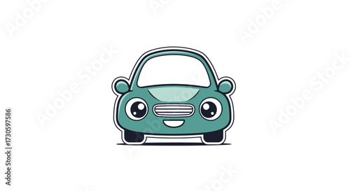 Friendly Cartoon Car Illustration with Expressive Eyes and a Cheerful Grin design