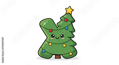 Festive holiday spirit embodied by a charmingly animated christmas tree with endearing expression