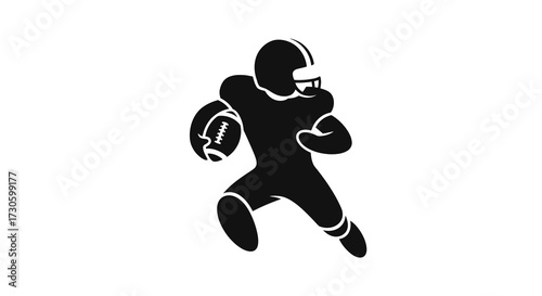 Powerful graphic illustration of an american football player in motion with a ball ready to score