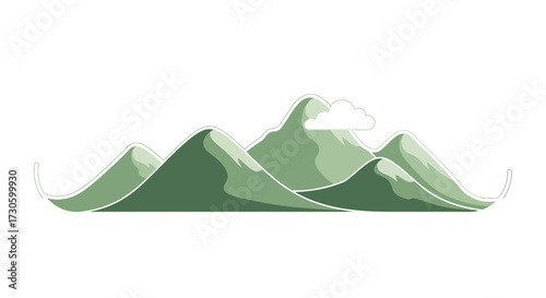 Stylized mountain range with simple line art and a soft color palette illustration