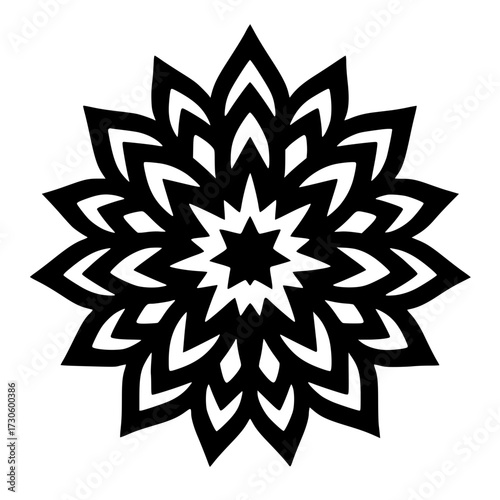 Floral Mandala Design, Black and White Flower Pattern