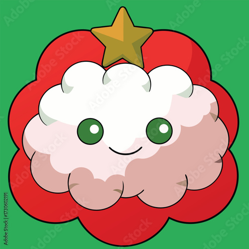 A funny cartoon sheep character illustration is a cute vector drawing of a sweet farm animal lamb with wool