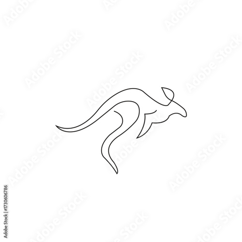 Kangaroo Jumping One Line Art