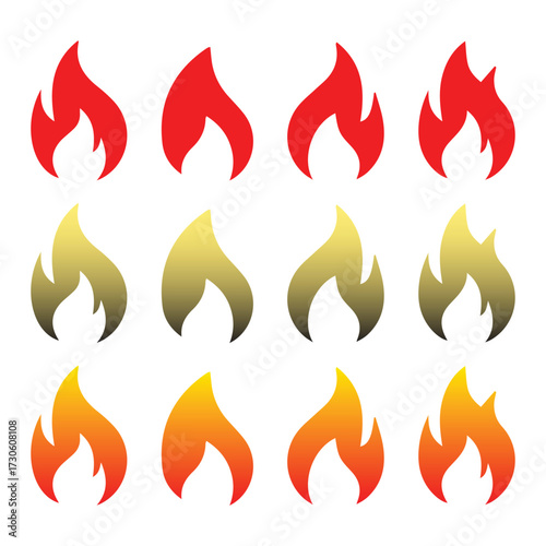 set of fire flames vector illustration Victor Illustration