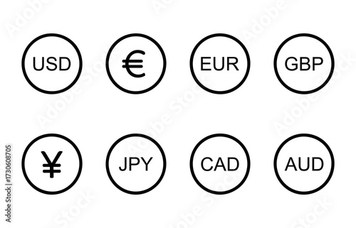 Major World Currency Icon Set | Forex & Finance Vector