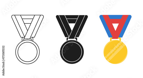 Set of medal icons vector illustration in flat design achievement and award concept for graphic design elements