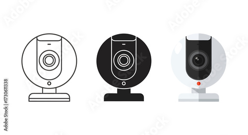 Set of webcam icons simple flat vector design isolated on white background for web and mobile apps