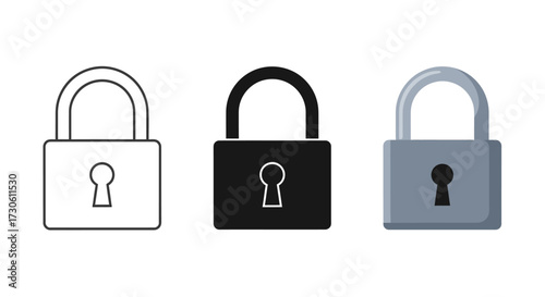 Set of padlock icons security and privacy concept simple flat vector design element isolated on white background