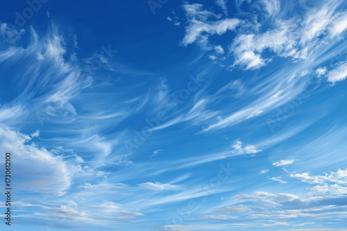 Bright Blue Sky with White Fluffy Clouds