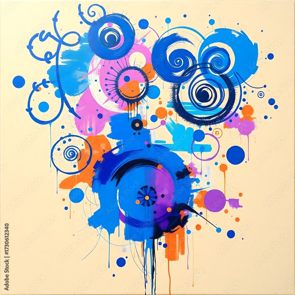 Obraz premium Abstract Blue Circle Paint Splatter Artistic Background