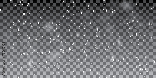 Snowy dust for your design. Abstract white lights.  Natural phenomenon of snowfall or blizzard.	Vector illustration. 