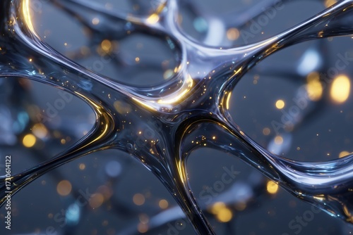 Visual representation of a complex abstract structure with glowing elements in a dark background