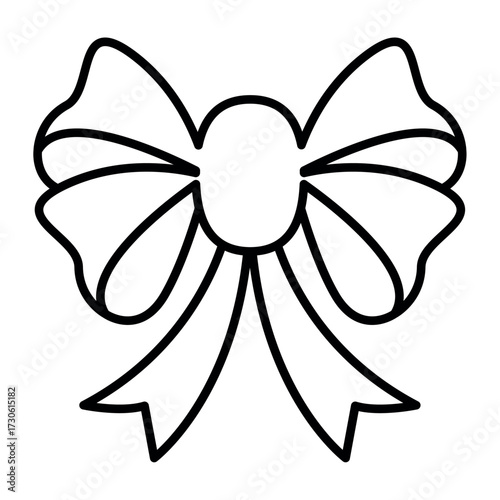 Flat Christmas Bow Icon for Holiday Designs
