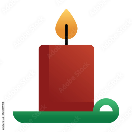 Christmas Candle Flat Vector Icon