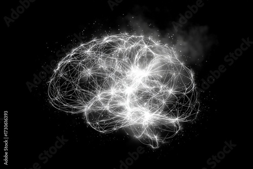 Visualization of brain networks showing connections and activity in a dark background