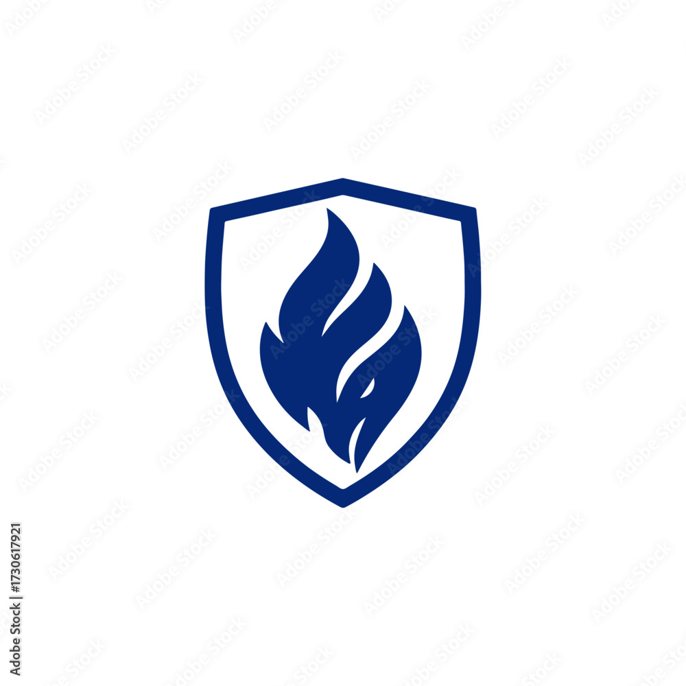 Fototapeta premium Abstract flame inside a shield emblem