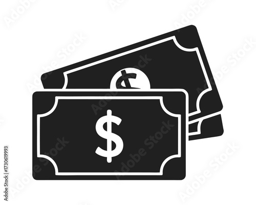 "Financial Growth & Investment Modern Dollar Bill Icon for Business, Economy & Wealth Concepts"
